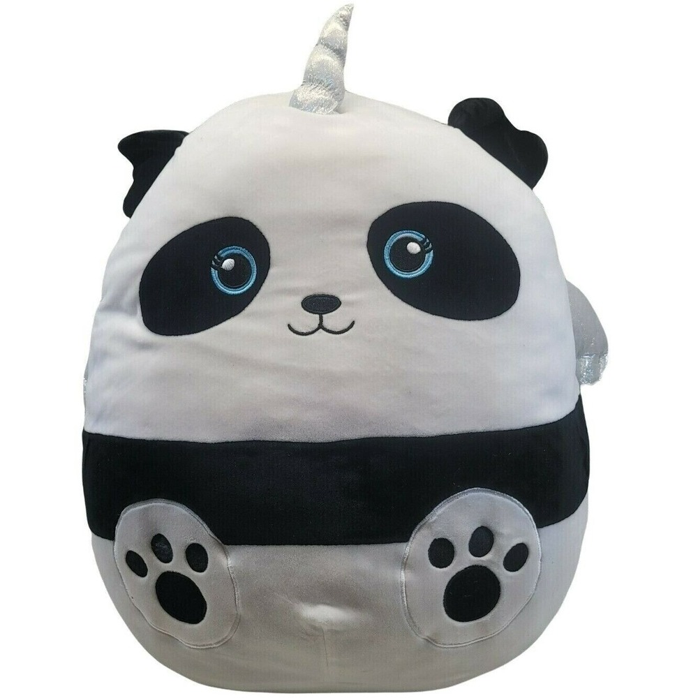 Squishmallows Peggy Pandacorn Plush Large White Black Silver Sparkle Wings Horn